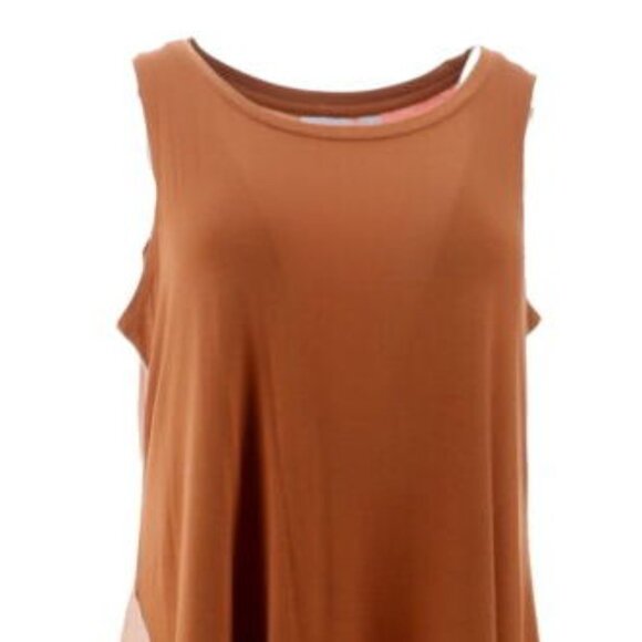 NEW NWOT LOGO Layers Lori Goldstein Color Block Knit Tank Tunic Top Sienna XXS - Picture 2 of 16